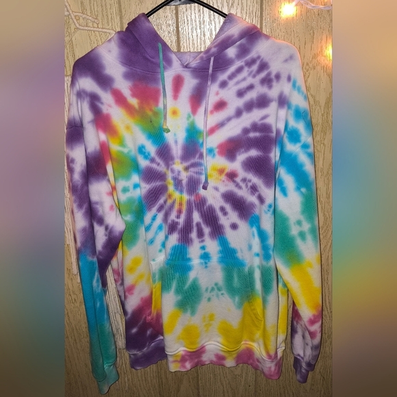 Bokeh Medium Tie Dye Sweatshirt Kangaroo Pocket Oversized - Picture 4 of 4